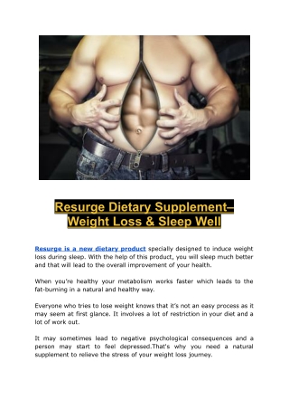 Resurge – Shed Pounds & Sleep Soundly with This Powerful Formula