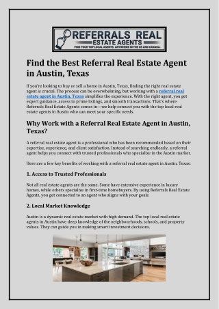 Find the Best Referral Real Estate Agent in Austin, Texas