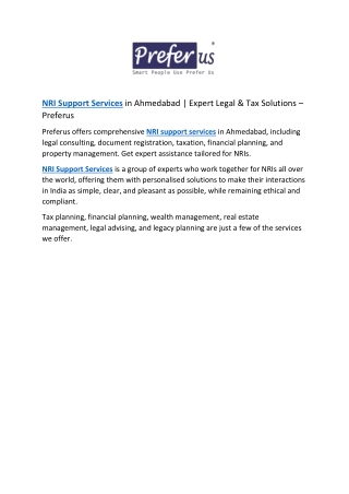 NRI Support Services in Ahmedabad