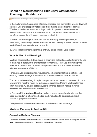 Boosting Manufacturing Efficiency with Machine Planning in FashionNX - Accelon