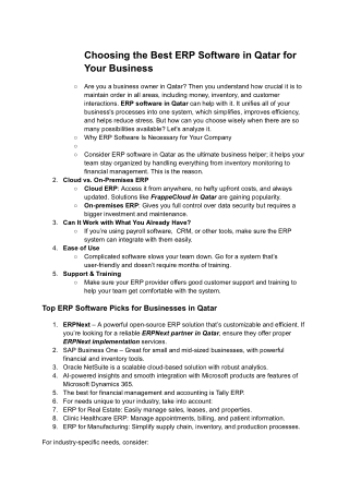 Choosing the Right ERP Software for Your Business in Qatar