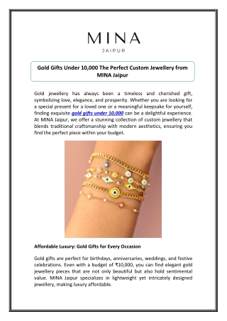 Shop Stunning Gold Gifts Under 10000 - Mina Jaipur