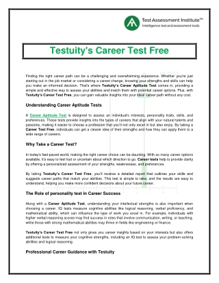 Career Test Free