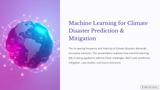 Machine Learning for Climate Disaster Prediction & Mitigation