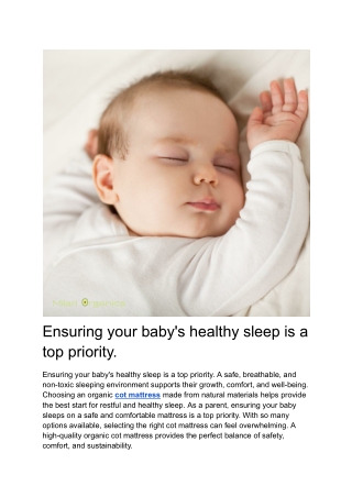 Ensuring your baby's healthy sleep is a top priority