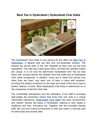 Best Tea in Hyderabad