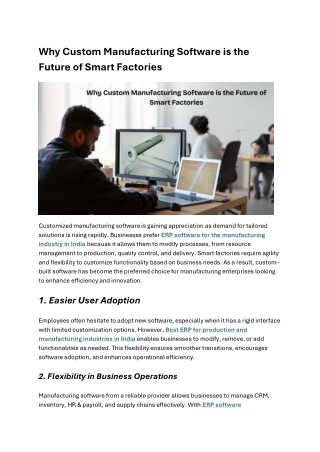Why Custom Manufacturing Software is the Future of Smart Factories