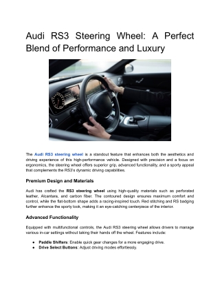 Audi RS3 Steering Wheel_ A Perfect Blend of Performance and Luxury