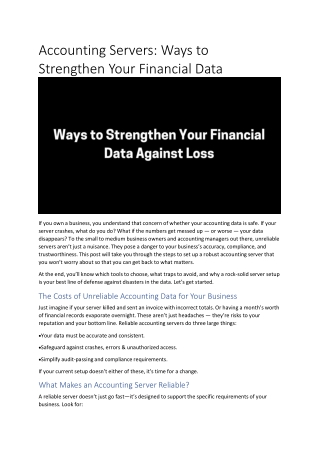 Accounting Servers: Ways to Strengthen Your Financial Data Against Loss