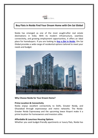 Explore Flats in Noida - Om Sai Global