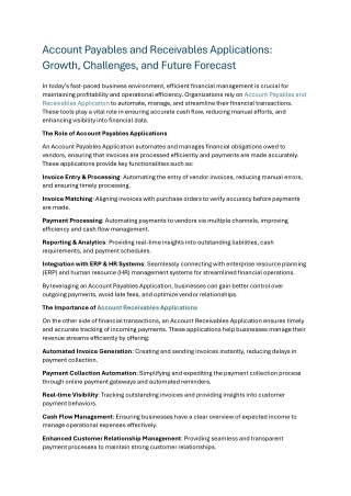 Account Payables and Receivables Applications