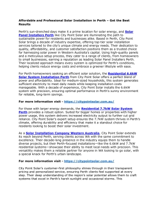 Affordable and Professional Solar Installation in Perth – Get the Best Results