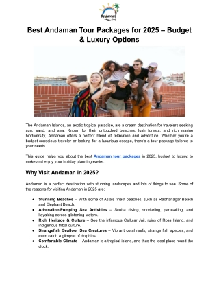 Best Andaman Tour Packages for 2025