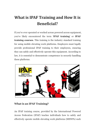 What is IPAF Training and How It is Beneficial