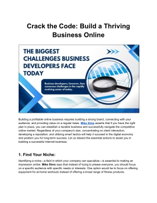 Build & Grow Your Online Business – Crack the Code with Mike Sims