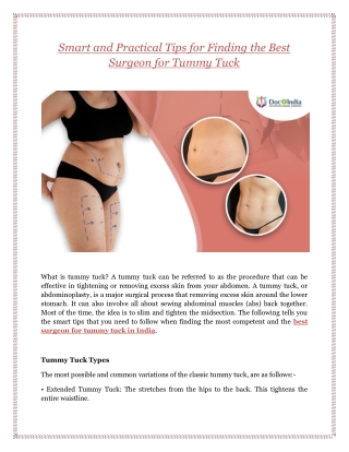 Smart and Practical Tips for Finding the Best Surgeon for Tummy Tuck