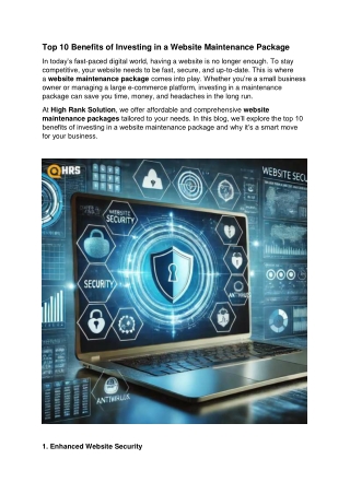 Top 10 Benefits of Investing in a Website Maintenance Package