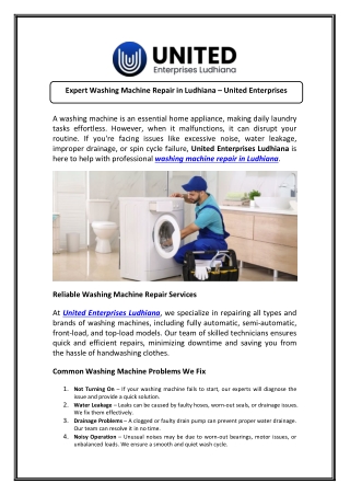 Get Washing Machine Repair Ludhiana at Your Doorstep