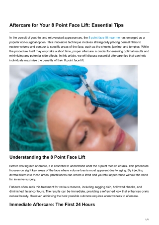 Aftercare for Your 8 Point Face Lift Essential Tips