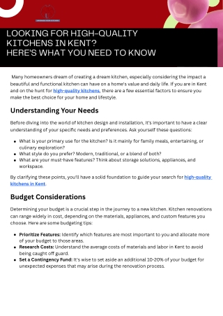 Looking for High-Quality Kitchens in Kent Here’s What You Need to Know