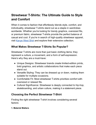 Streetwear T-Shirts_ The Ultimate Guide to Style and Comfort