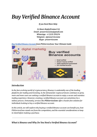 Buy Verified Binance Account