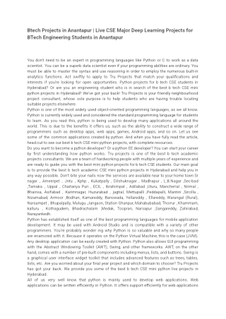 Btech Projects in Anantapur _ Live CSE Major Deep Learning Projects for BTech Engineering Students in Anantapur