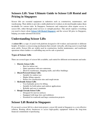 Scissors Lift Your Ultimate Guide to Scissor Lift Rental and Pricing in Singapore