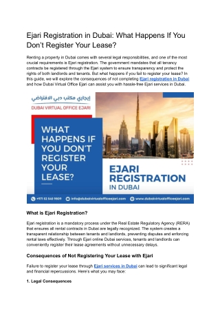 Ejari Registration in Dubai_ What Happens If You Don’t Register Your Lease