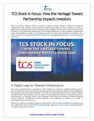 TCS Stock in Focus How the Vantage Towers Partnership Impacts Investors