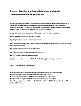 Alphabetz Montessori Opens on Bulverde Rd!