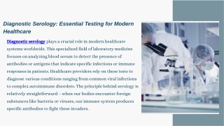 Accurate Diagnostic Serology Kits for Reliable Testing