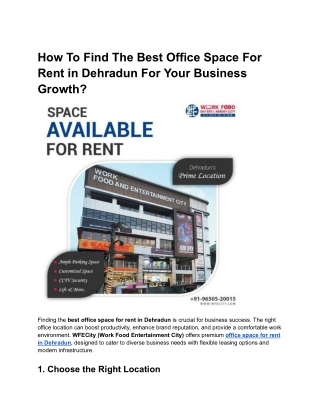 How To Find The Best Office Space For Rent in Dehradun For Your Business Growth