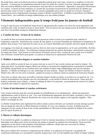 Vêtements de football pour jeunes athlètes : considérations clés Maillot Arsenal
