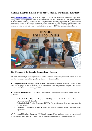 Canada Express Entry: Your Fast-Track to Permanent Residency