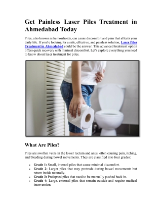 Laser Piles Treatment in Ahmedabad