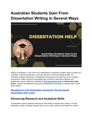Australian Students Gain From Dissertation Writing in Several Ways