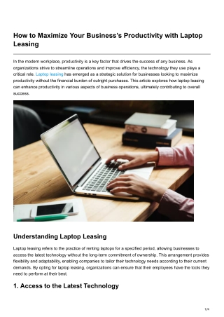 How to Maximize Your Business’s Productivity with Laptop Leasing