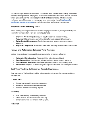 Best Time Tracking Software for Remote Employee Monitoring