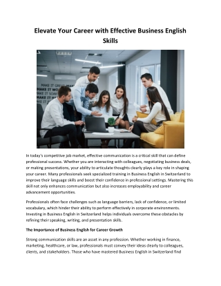 Elevate Your Career with Effective Business English Skills