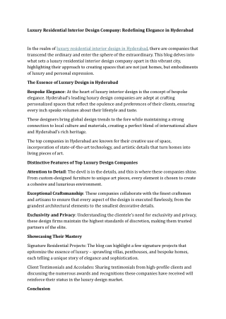 Luxury Residential Interior Design Company Redefining Elegance in Hyderabad