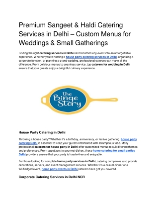 Premium Sangeet & Haldi Catering Services in Delhi – Custom Menus for Weddings & Small Gatherings