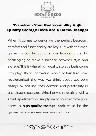 Transform Your Bedroom Why High-Quality Storage Beds Are a Game-Changer