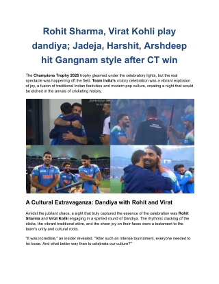 Rohit Sharma, Virat Kohli play dandiya; Jadeja, Harshit, Arshdeep hit Gangnam style after CT win