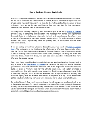 How to Celebrate Women’s Day in Luska