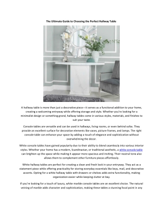 Transform Your Space with Stylish Hallway Tables