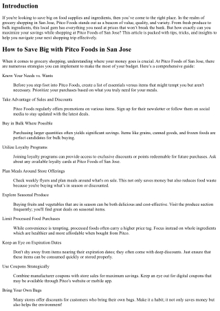 How to Save Big with Pitco Foods in San Jose