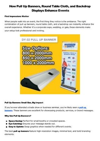 How Pull Up Banners, Round Table Cloth, and Backdrop Displays Enhance Events