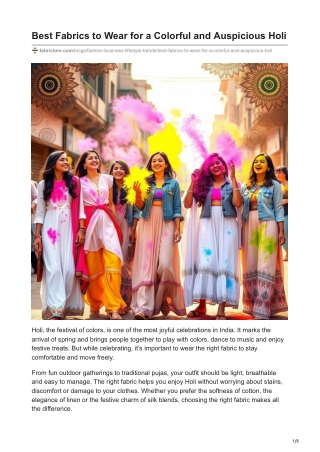 Best Fabrics to Wear for a Colorful and Auspicious Holi