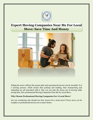 Expert Moving Companies Near Me For Local Move